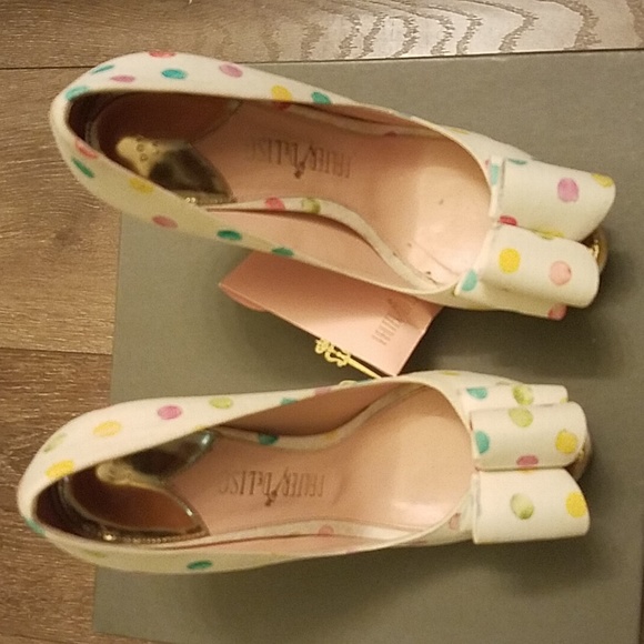 Linen Off White Peep Toe Muticolor Palter DeLISO Pump - Picture 4 of 6